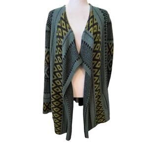 J.Jill Multicolor Shades of Green Wool Alpaca Open Cardigan   L